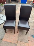 6 Eetkamerstoelen. Echt leer. Gratis af te halen, Huis en Inrichting, Stoelen, Ophalen, Gebruikt, Bruin, Leer