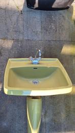Vintage wastafel met voetstuk, Doe-het-zelf en Verbouw, Sanitair, Ophalen, Gebruikt, Wastafel
