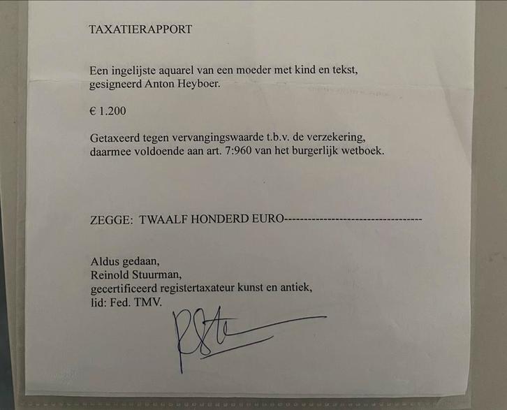Anton Heijboer Aquarel - Moeder met Kind - Incl. Taxatie Rap, Antiek en Kunst, Kunst | Overige Kunst, Ophalen