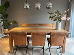 Complete eetkamerset teakhout, Ophalen, Gebruikt, 200 cm of meer, 50 tot 100 cm