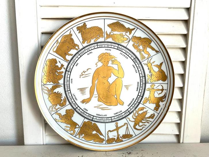 Zeldzaam vintage Zodiac sierbord Bernardaud Limoges 1960, Antiek en Kunst, Antiek | Porselein, Ophalen