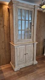 Landelijke Brocante Vitrinekast Monza € 599.-, Huis en Inrichting, 100 tot 150 cm, 200 cm of meer, Ophalen of Verzenden, Zo goed als nieuw