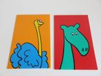 2 dubbele dieren kaarten van Unicef, struisvogel en kameel, Diversen, Ophalen of Verzenden, Zo goed als nieuw