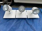 Witte Spot met 3 Lampen, Halogeen, Metaal of Aluminium, Ophalen of Verzenden, Zo goed als nieuw