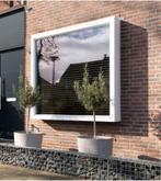 Taupe kleurige bloempotten met olijfbomen 45cm hoog, Tuin en Terras, Ophalen, Kunststof, 40 cm of meer, Rond