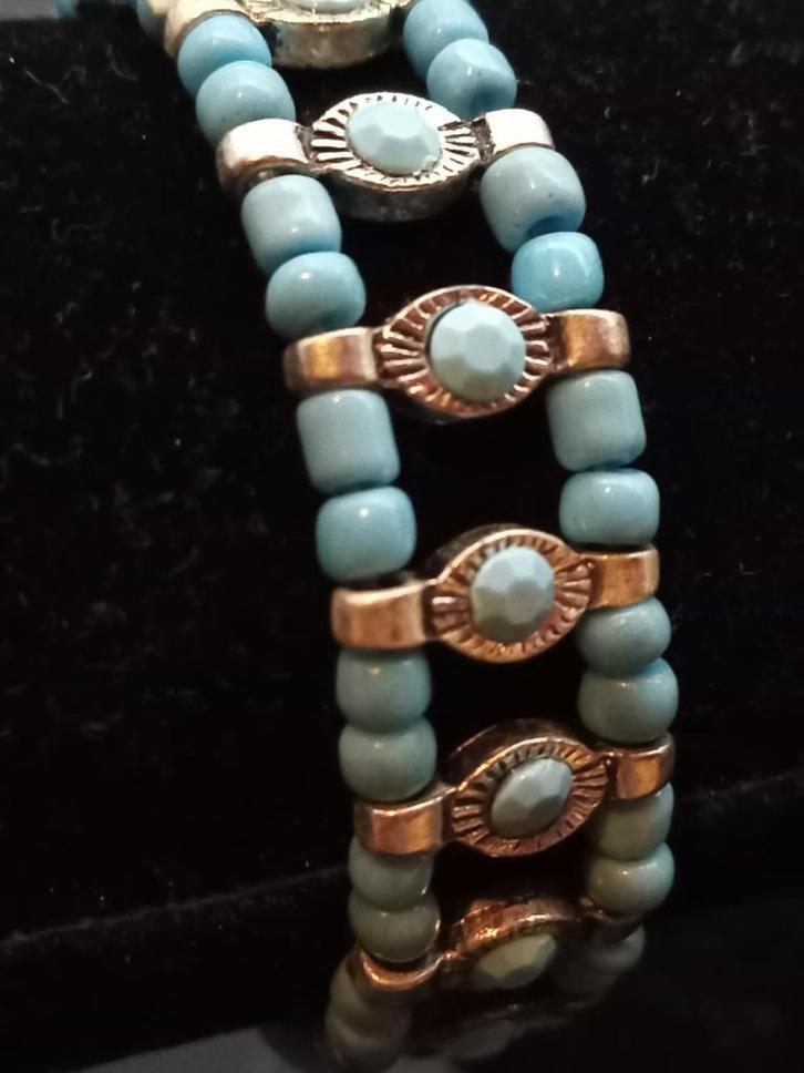 Vintage Stijl Armband met Turquoise Kralen, Sieraden, Tassen en Uiterlijk, Armbanden, Nieuw, Overige materialen, Zilver, Met bedels of kralen