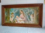 Grote Maria prent met kindje Jezus en engelen, Antiek en Kunst, Antiek | Religie, Ophalen