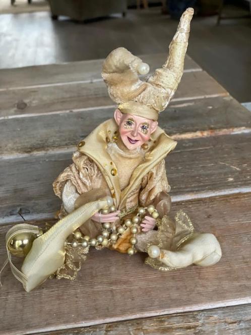 Grote gouden kerstdecoratie. Pierrot pop / nar / Elf goud., Diversen, Kerst, Zo goed als nieuw, Ophalen