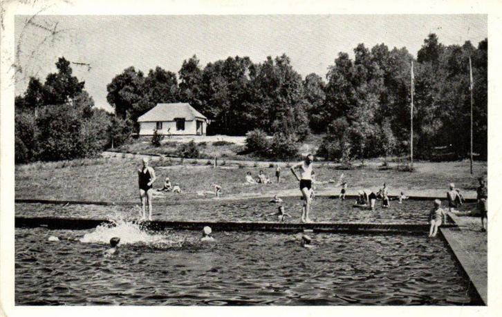 Buitencentrum De Miggelenberg, Hoenderlo - zwembad - 1956 ge, Verzamelen, Ansichtkaarten | Nederland, Ongelopen, Noord-Brabant