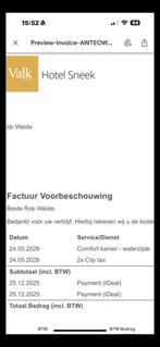 24-5 valk hotelsneek2pers, Twee personen, 1 overnachting