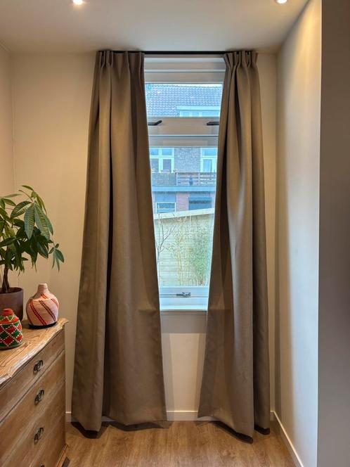 Beige linnen gordijnen verduisterend, Huis en Inrichting, Stoffering | Gordijnen en Lamellen, Nieuw, 200 cm of meer, Beige, Ophalen