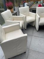 Eetkamer stoelen leer  roomwit 4 stuks, Huis en Inrichting, Stoelen, Ophalen of Verzenden, Zo goed als nieuw, Leer, Vijf, Zes of meer stoelen
