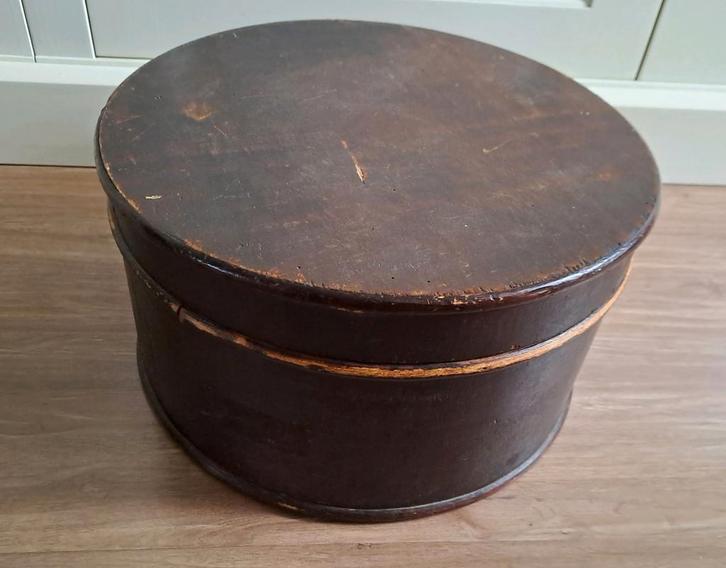 Vintage Houten Hoedendoos met Deksel, Antiek en Kunst, Curiosa en Brocante, Ophalen of Verzenden