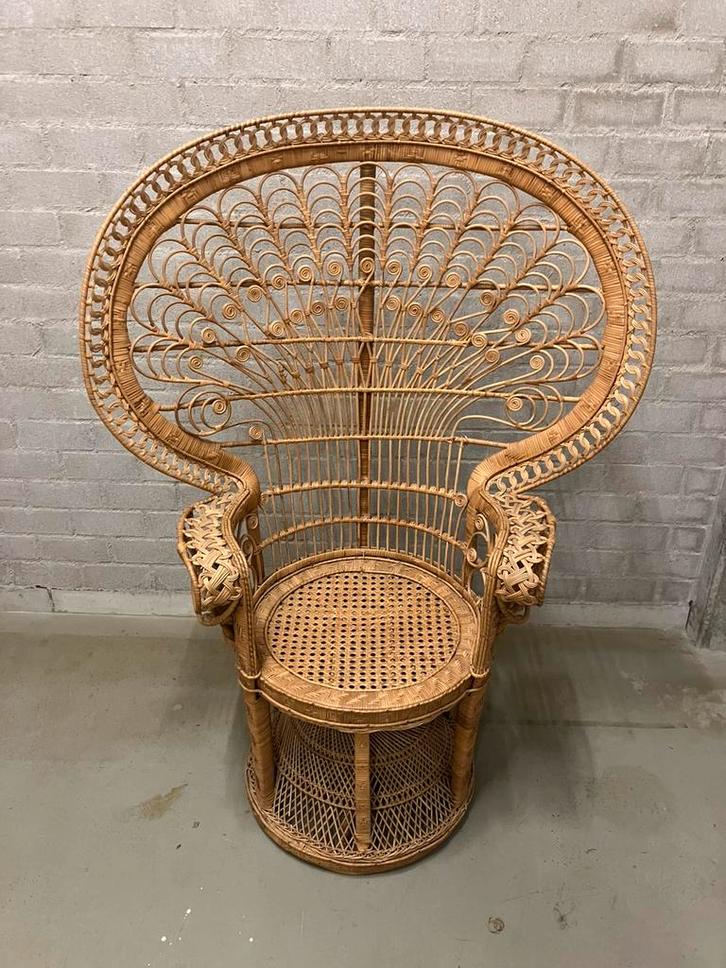 Rotan Pauwenstoel, Huis en Inrichting, Stoelen, Zo goed als nieuw, Eén, Riet of Rotan, Overige kleuren, Ophalen