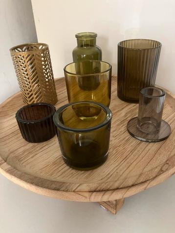 Plateau met vaasje en waxine houdertjes beschikbaar voor biedingen