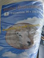 Luxe Wollen Onderdeken van Echte Texelse Schapenwol (90x200), Huis en Inrichting, Ophalen, Eenpersoons, Wit, Deken of Dekbed