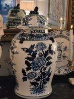 Prachtige grote blauw witte gembervaas met deksel, Ophalen