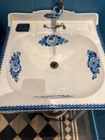 Delfstblauwe Wastafel met Onderstel & Accessoires, Ophalen, Gebruikt, 50 tot 100 cm, Minder dan 100 cm