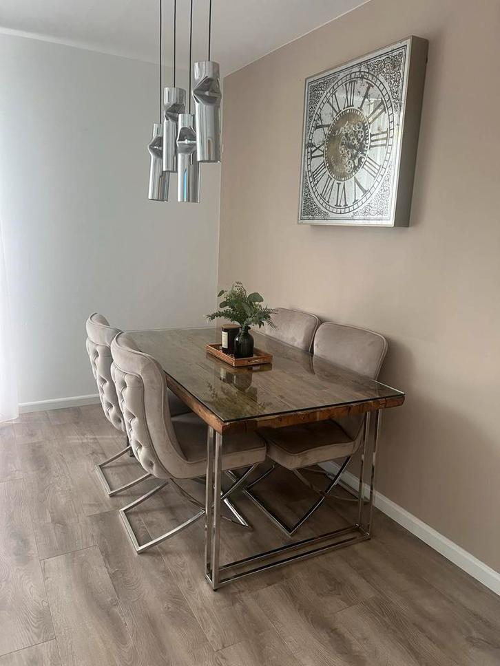 Richmond Kensington eettafel incl. Glasplaat, Huis en Inrichting, Tafels | Eettafels, Zo goed als nieuw, 100 tot 150 cm, 150 tot 200 cm