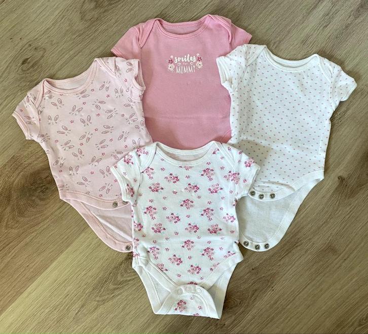 Set rompers korte + lange mouw maat 50 | babykleding meisje, Kinderen en Baby's, Babykleding | Maat 50, Zo goed als nieuw, Meisje