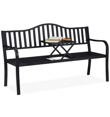 tuinbank met tafeltje - 89 x 150 x 58,5 cm  - metaal - zwart beschikbaar voor biedingen