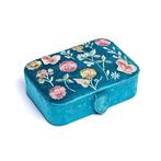Sieradendoos – Tarotdoos – Fluweel Blauw met Bloemen, De Vesting 14 7722 GA  Dalfsen, Verzenden, Mani Bhadra BV, Nieuw