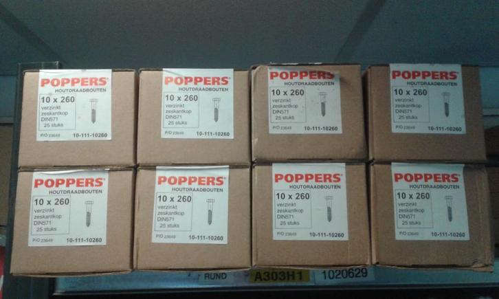 partij houtdraadbouten, Doe-het-zelf en Verbouw, IJzerwaren en Bevestigingsmiddelen, Zo goed als nieuw, Overige typen, 100 tot 250 mm