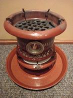 Bruin emaille 1pits petroleumstel met onderbord, Ophalen of Verzenden