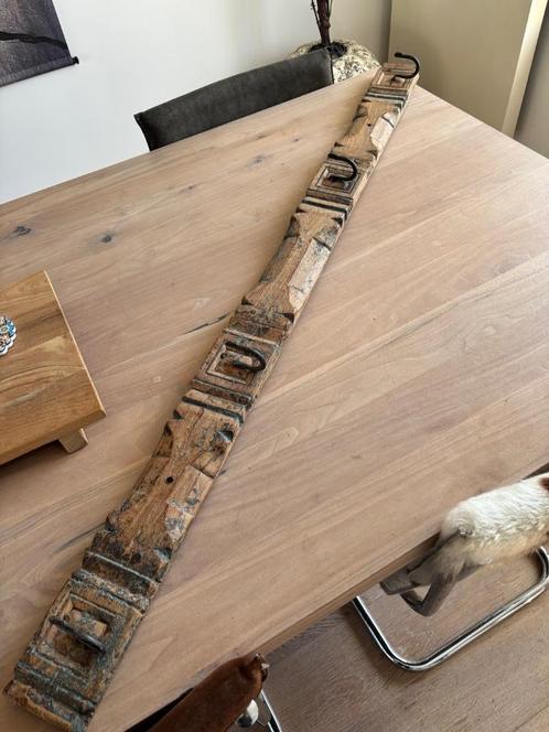 Handgemaakte Teak kapstok met 4 gesmede haken van Loods 5, Huis en Inrichting, Woonaccessoires | Kapstokken, Zo goed als nieuw
