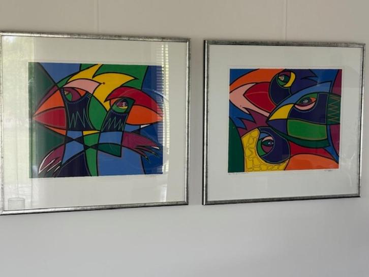 2 Originele zeefdruk schilderijen van Marianne Naerebout, Antiek en Kunst, Kunst | Litho's en Zeefdrukken, Ophalen of Verzenden