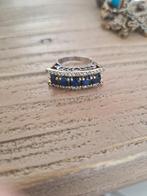 Antieke zilveren ring met saffiertjes, mt 18., Ophalen of Verzenden, Zilver, Ring, Met edelsteen