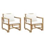 Tuinstoelen 2 st met kussens bamboe, Ophalen of Verzenden, Nieuw
