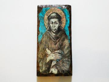 St. Franciscus van Assisi Italië afgebeeld op steen beschikbaar voor biedingen