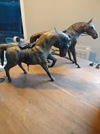 Duo Rijpaarden met leren details, Antiek en Kunst, Ophalen
