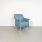 1x Leolux Mayuro Fauteuil Lichtblauw Leer - Chroom, Huis en Inrichting, Fauteuils, Minder dan 75 cm, Ophalen of Verzenden, Zo goed als nieuw