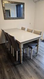 Grijze Ikea eettafel met 6 stoelen, Ophalen, 50 tot 100 cm, Zo goed als nieuw, Vijf personen of meer