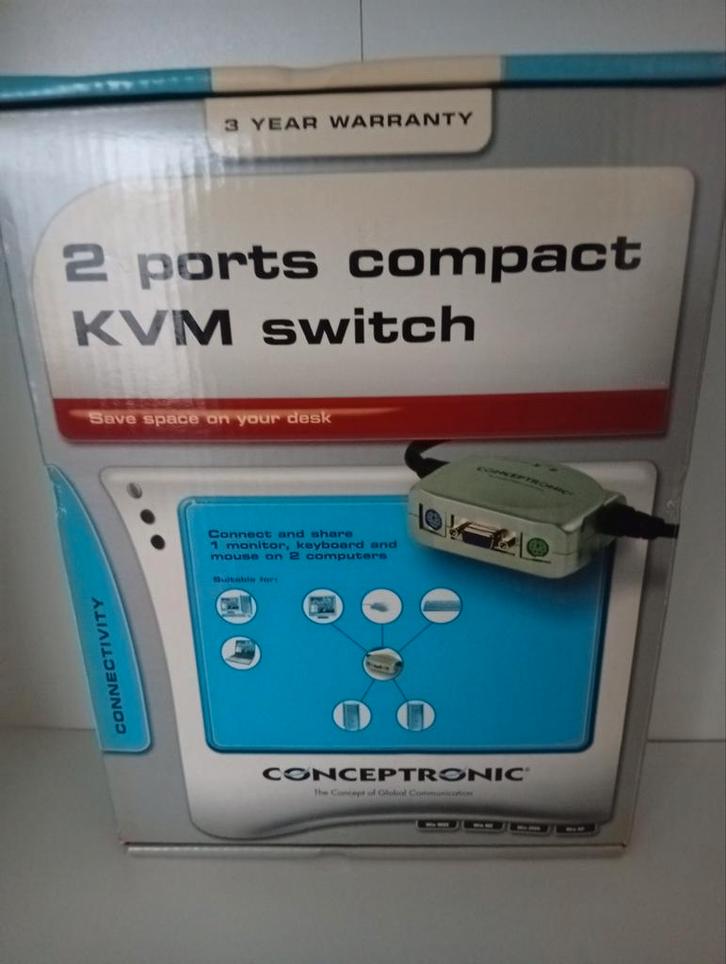 Vintage kvm switch voor 2 computers met ps/2 nieuw in doos, Computers en Software, Vintage Computers, Ophalen of Verzenden