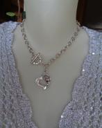zilveren ketting met groot hart hanger [311], Met hanger, Ophalen of Verzenden, Zo goed als nieuw, Zilver