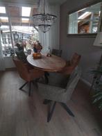 Stoelmaten ;   H. 090 cm, B. 063 cm, L. 060 cm ., Huis en Inrichting, Stoelen, Ophalen, Gebruikt, Leer, Armleuning stoelen, 360 graden draaibaar.