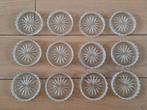 Kristallen onderzetters van Leerdam - 12 stuks, Ophalen of Verzenden, Zo goed als nieuw, Glas of Kopje