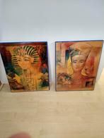 Glasschilderijen Nefertite en Toetanchamon, Minder dan 50 cm, Minder dan 50 cm, Ophalen of Verzenden, Zo goed als nieuw