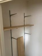 7 planken beuken 110 cm met plankdragers en rails voor €10, Doe-het-zelf en Verbouw, Hout en Planken, Beuken, Plank, Gebruikt