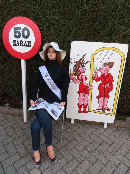 Sarah jong uiterlijk fotogeniek set 3 deel, 50 verjaardag, Hobby en Vrije tijd, Feestartikelen | Verhuur, Zo goed als nieuw, Abraham of Sarah