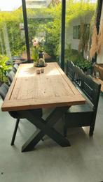 Robuuste industriële eettafel, Huis en Inrichting, Tafels | Eettafels, 200 cm of meer, Zo goed als nieuw, Rechthoekig, 50 tot 100 cm