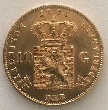 Gouden tientje 10 Gulden Willem III 1875 beschikbaar voor biedingen