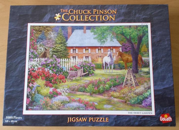 Puzzel The Sweet Garden - Chuck Pinson - 1000 stukjes, Hobby en Vrije tijd, Denksport en Puzzels, Gebruikt, Legpuzzel, 500 t/m 1500 stukjes