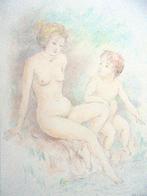 Albert Robbe.1943.Meisje met kind.Surrealisme.Prachtig kleur, Ophalen
