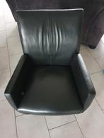 Te koop 6 zwarte  leren eetkamerstoelen, Ophalen, Minder dan 75 cm, 50 tot 75 cm