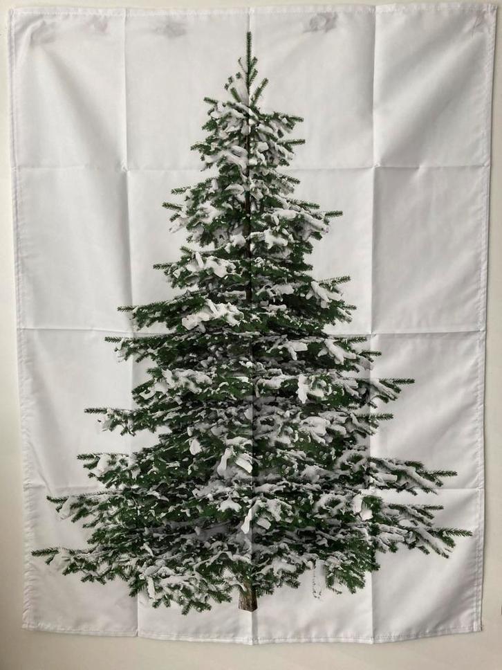Wanddecoratie doek kerstdecoratie kerstboom groen met sneeuw, Diversen, Kerst, Nieuw, Ophalen of Verzenden