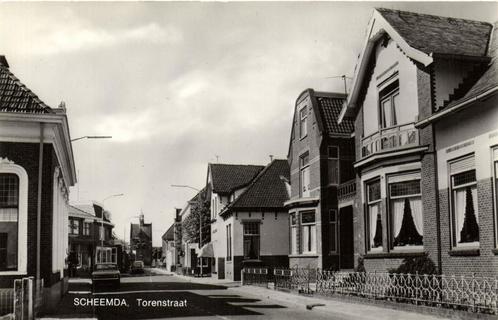 Scheemda, Torenstraat - auto - ongelopen, Verzamelen, Ansichtkaarten | Nederland, Ongelopen, Overijssel, 1920 tot 1940, Ophalen of Verzenden